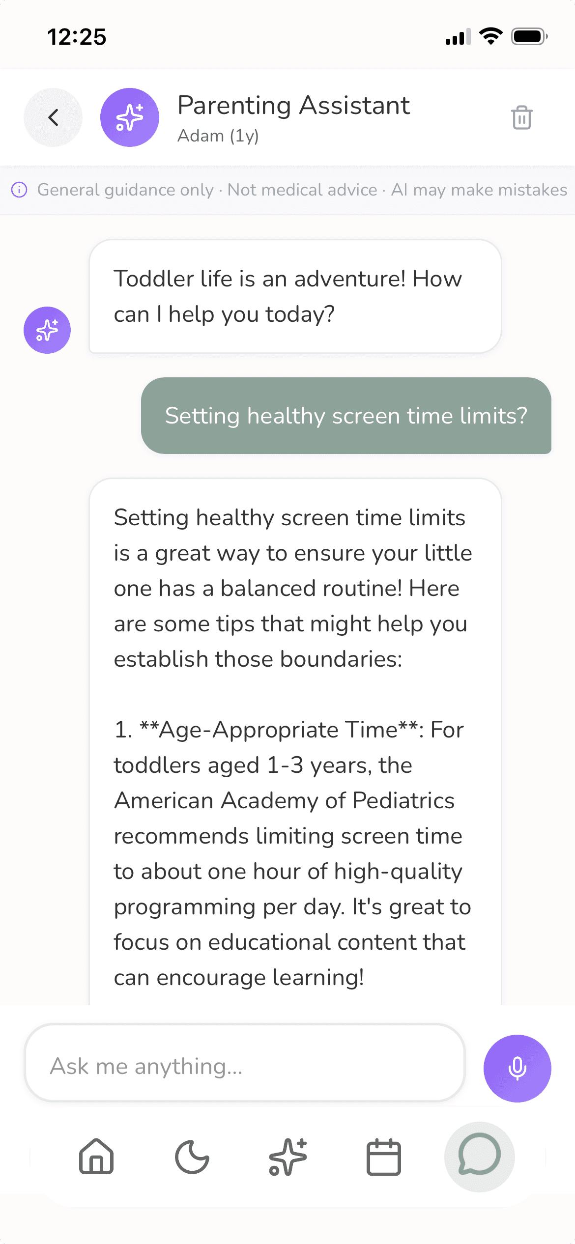 Lulnara AI parenting assistant screen