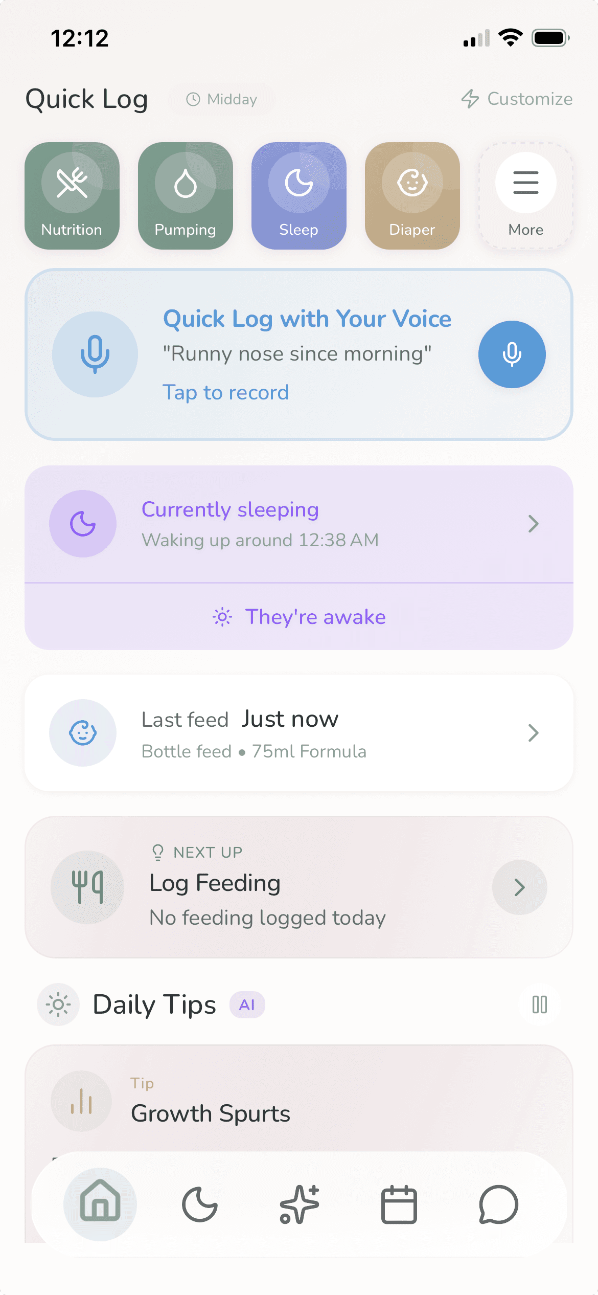 Lulnara home dashboard screen