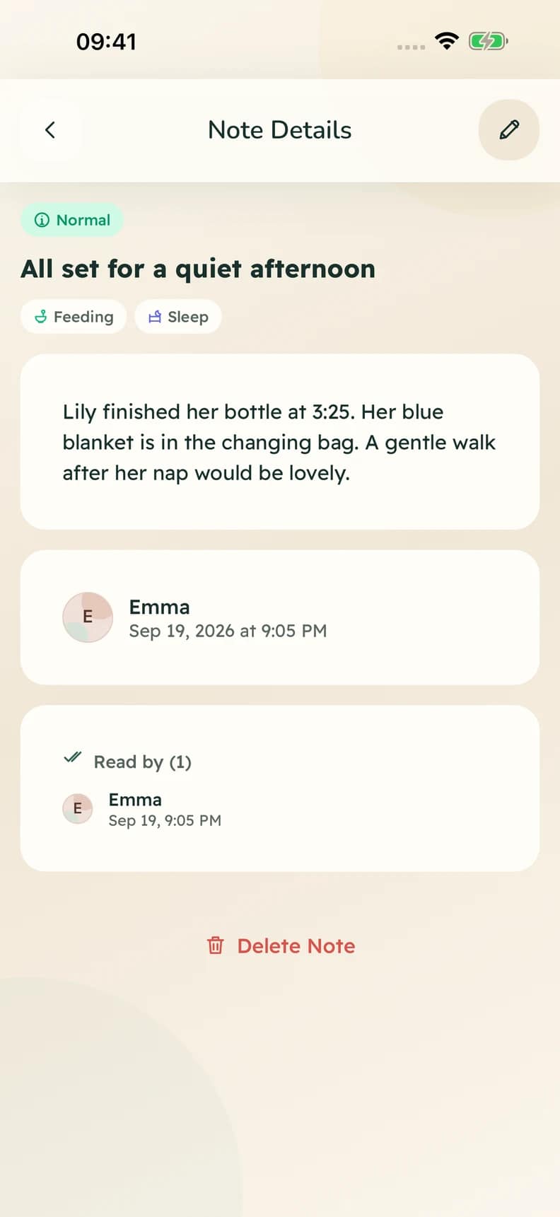 Lulnara caregiver handoff screen